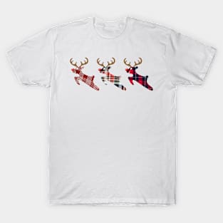 Tartan Reindeer Christmas Leaping Rudolph T-Shirt